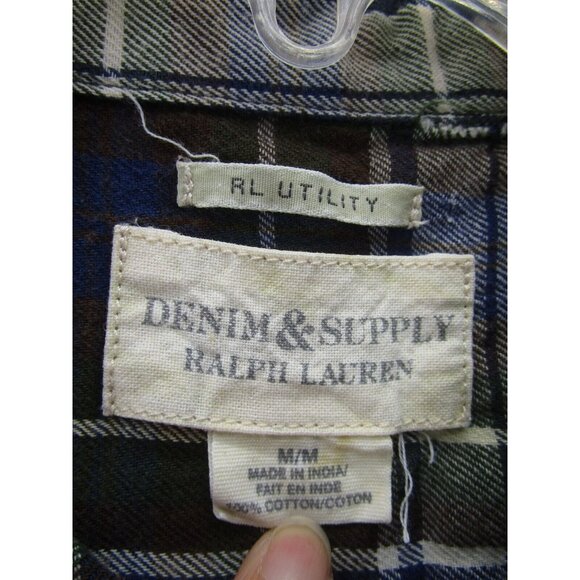 Ralph Lauren Denim & Supply Top Medium Flannel Shirt Plaid RL Utility - Picture 8 of 9